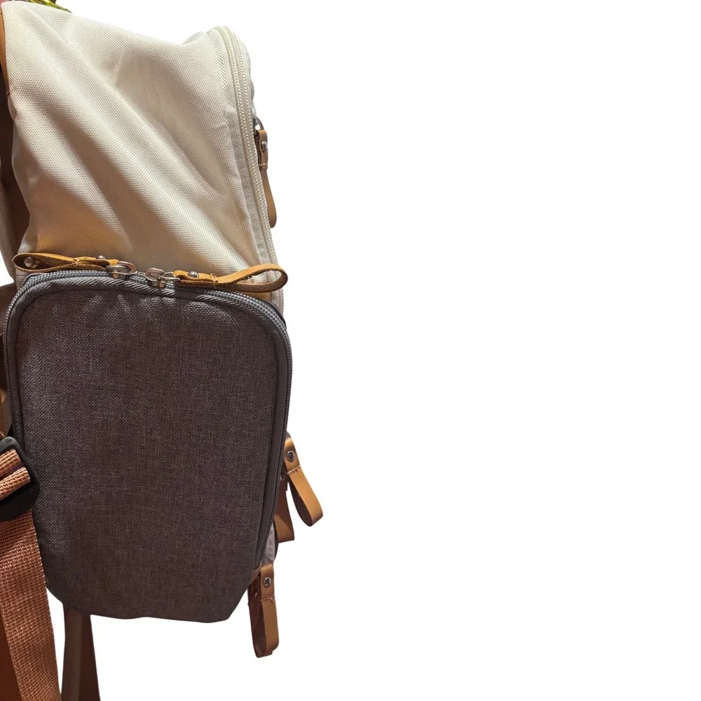 Birch Bag Backpack Diaper Bag Cream Grey Insulated Pockets Excellent Condition